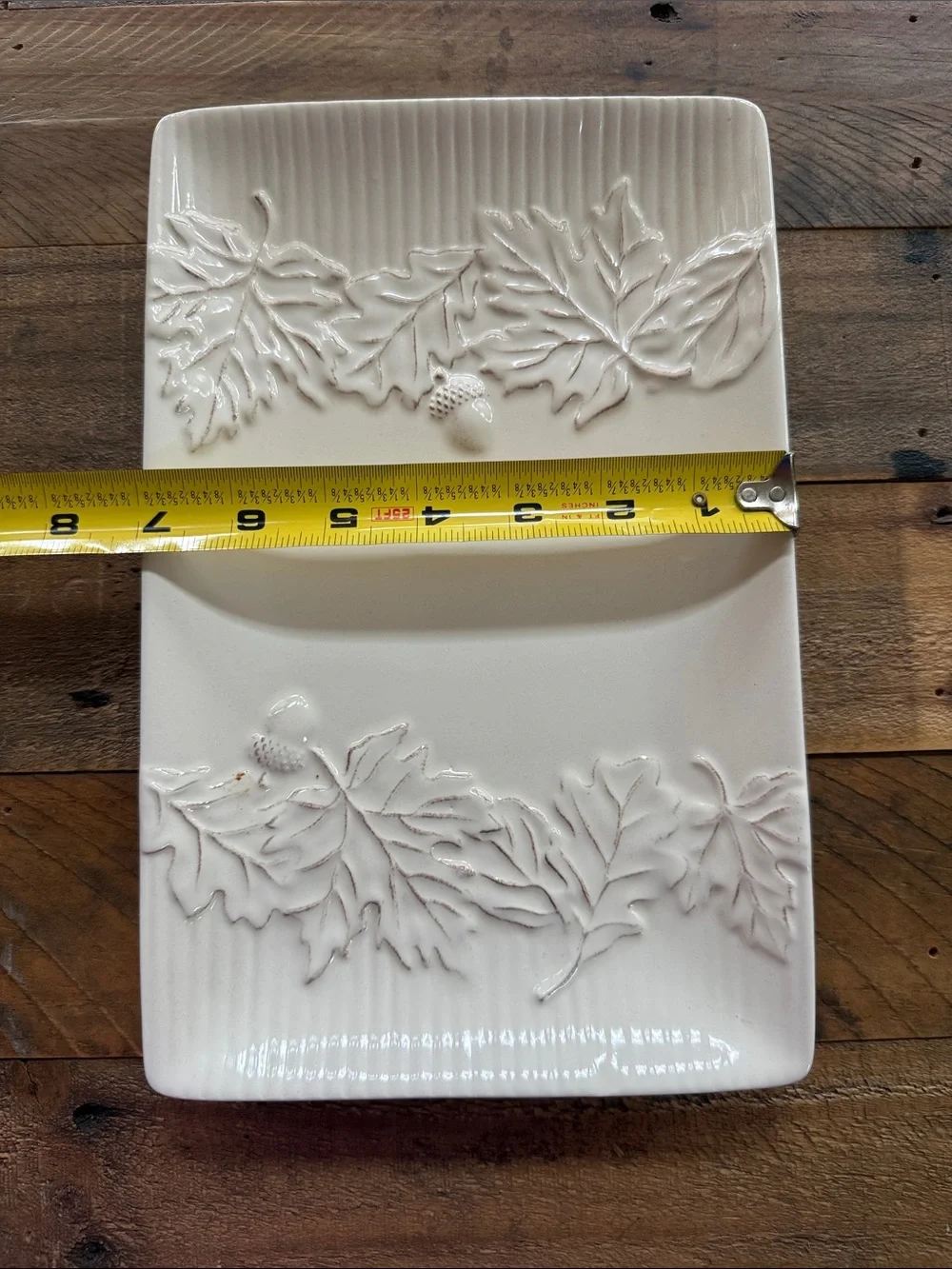 Hallmark Cream Leaf & Acorn Ceramic Serving Platter